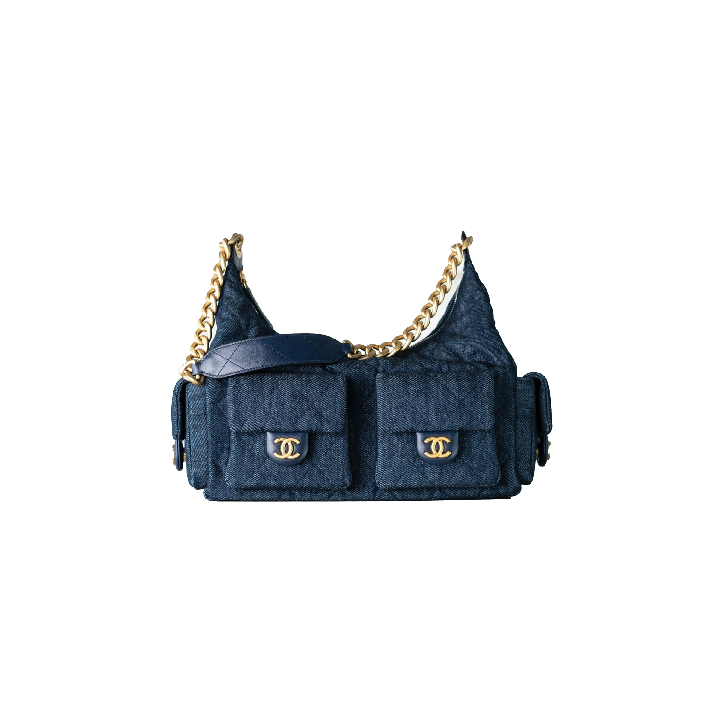 CHANEL 25C HOBO HIPPIE BAG DARK DENIM BLUE AS5302 (35*27*18cm)